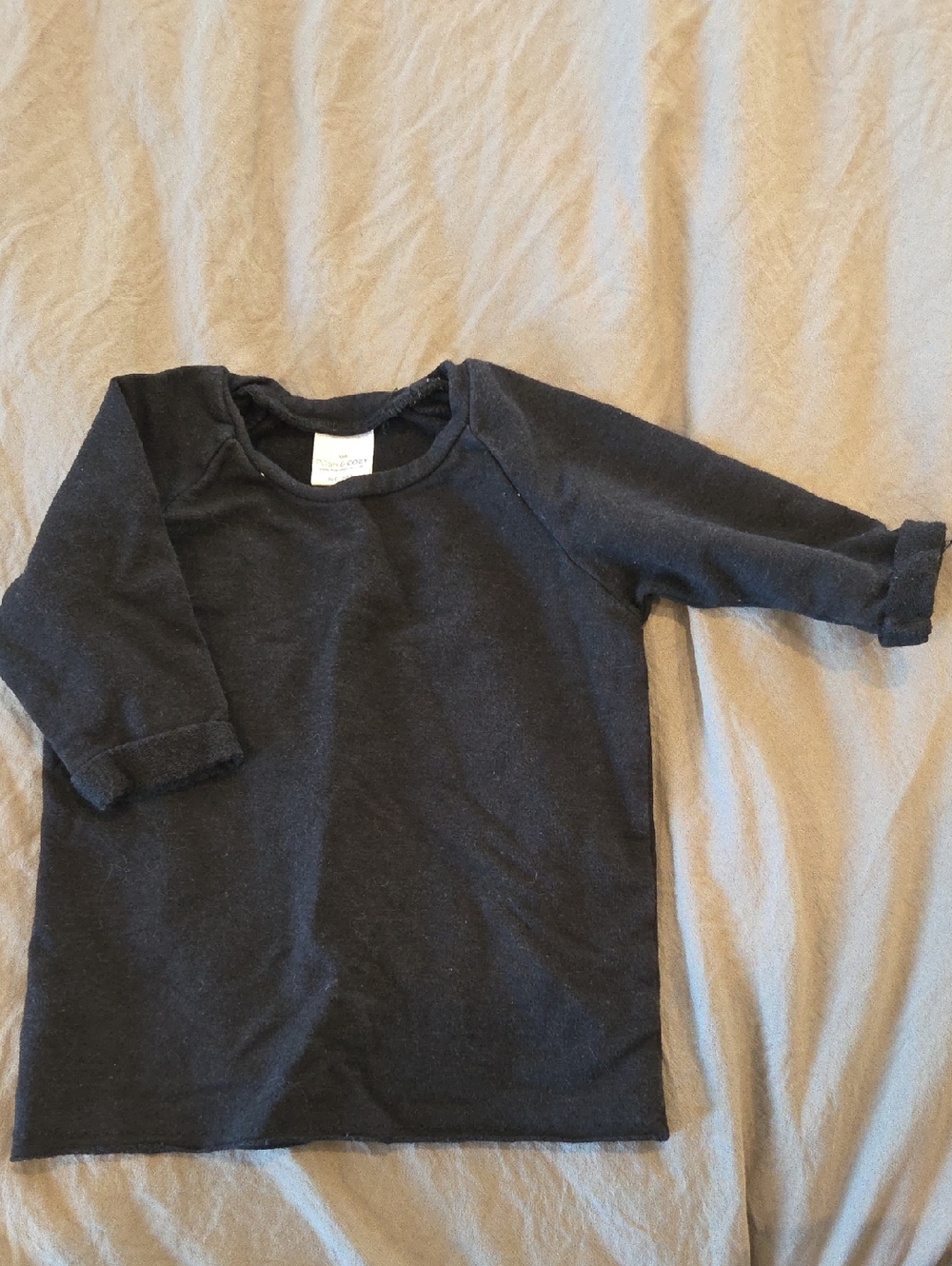 Classic Black Long Sleeve Crewneck Top for Kids